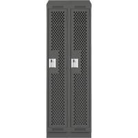 Clean Line Lockers, Bank of 2, 24" x 18" x 82", Steel, Charcoal, Rivet (Assembled), Perforated Distribution Élite MP