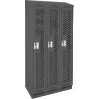 Clean Line Lockers, Bank of 3, 36" x 18" x 82", Steel, Charcoal, Rivet (Assembled), Perforated Distribution Élite MP