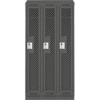 Clean Line Lockers, Bank of 3, 36" x 18" x 82", Steel, Charcoal, Rivet (Assembled), Perforated Distribution Élite MP