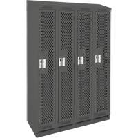 Clean Line Lockers, Bank of 4, 48" x 18" x 82", Steel, Charcoal, Rivet (Assembled), Perforated Distribution Élite MP