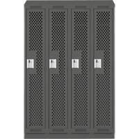 Clean Line Lockers, Bank of 4, 48" x 18" x 82", Steel, Charcoal, Rivet (Assembled), Perforated Distribution Élite MP