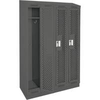 Clean Line Lockers, Bank of 4, 48" x 18" x 82", Steel, Charcoal, Rivet (Assembled), Perforated Distribution Élite MP