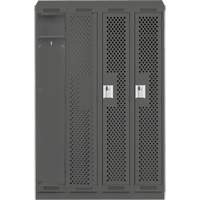 Clean Line Lockers, Bank of 4, 48" x 18" x 82", Steel, Charcoal, Rivet (Assembled), Perforated Distribution Élite MP