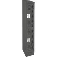 Clean Line Lockers, 2 -tier, 12" x 18" x 82", Steel, Charcoal, Rivet (Assembled), Perforated Distribution Élite MP
