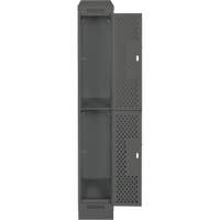 Clean Line Lockers, 2 -tier, 12" x 18" x 82", Steel, Charcoal, Rivet (Assembled), Perforated Distribution Élite MP