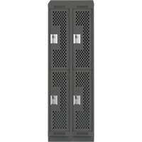 Clean Line Lockers, 2 -tier, Bank of 2, 24" x 15" x 82", Steel, Charcoal, Rivet (Assembled), Perforated Distribution Élite MP