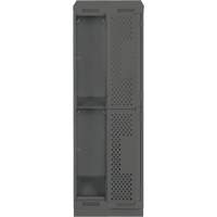 Clean Line Lockers, 2 -tier, Bank of 2, 24" x 15" x 82", Steel, Charcoal, Rivet (Assembled), Perforated Distribution Élite MP