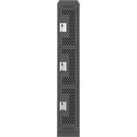 Clean Line Lockers, 3 -tier, 12" x 18" x 82", Steel, Charcoal, Rivet (Assembled), Perforated Distribution Élite MP