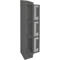 Clean Line Lockers, 3 -tier, 12" x 18" x 82", Steel, Charcoal, Rivet (Assembled), Perforated Distribution Élite MP
