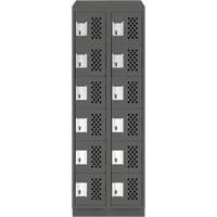 Assembled Lockerettes Clean Line Perforated Economy Lockers, 6 -tier, Bank of 2, 18" x 72" x 12", Steel Distribution Élite MP