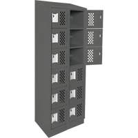 Assembled Lockerettes Clean Line Perforated Economy Lockers, 6 -tier, Bank of 2, 18" x 72" x 12", Steel Distribution Élite MP