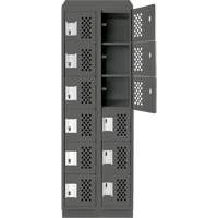 Assembled Lockerettes Clean Line Perforated Economy Lockers, 6 -tier, Bank of 2, 18" x 72" x 12", Steel Distribution Élite MP