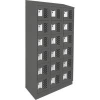 Assembled Lockerettes Clean Line Perforated Economy Lockers, 6 -tier, Bank of 3, 18" x 72" x 12", Steel Distribution Élite MP