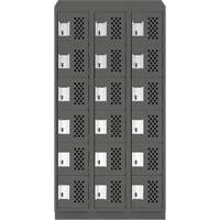 Assembled Lockerettes Clean Line Perforated Economy Lockers, 6 -tier, Bank of 3, 18" x 72" x 12", Steel Distribution Élite MP