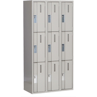 Concorde Heavy-Duty Lockers, 3 -tier, Bank of 3, 36" x 18" x 72", Steel, Grey, Welded (Assembled) Distribution Élite MP