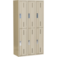 Concorde Heavy-Duty Lockers, 2 -tier, Bank of 3, 36" x 18" x 72", Steel, Beige, Welded (Assembled) Distribution Élite MP