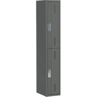 Concorde Heavy-Duty Lockers, 2 -tier, 12" x 18" x 72", Steel, Charcoal, Welded (Assembled) Distribution Élite MP