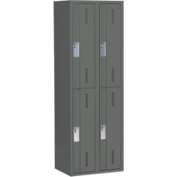Concorde Heavy-Duty Lockers, 2 -tier, Bank of 2, 24" x 18" x 72", Steel, Charcoal, Welded (Assembled) Distribution Élite MP