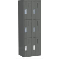 Concorde Heavy-Duty Lockers, 3 -tier, Bank of 2, 24" x 18" x 72", Steel, Charcoal, Welded (Assembled) Distribution Élite MP