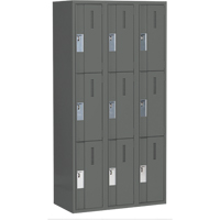 Concorde Heavy-Duty Lockers, 3 -tier, Bank of 3, 36" x 18" x 72", Steel, Charcoal, Welded (Assembled) Distribution Élite MP