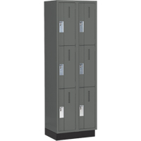 Concorde Heavy-Duty Lockers, 3 -tier, Bank of 2, 24" x 18" x 76", Steel, Charcoal, Welded (Assembled) Distribution Élite MP