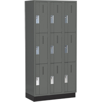 Concorde Heavy-Duty Lockers, 3 -tier, Bank of 3, 36" x 18" x 76", Steel, Charcoal, Welded (Assembled) Distribution Élite MP