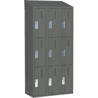 Concorde Heavy-Duty Lockers, 3 -tier, Bank of 3, 36" x 18" x 78", Steel, Charcoal, Welded (Assembled) Distribution Élite MP