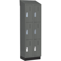 Concorde Heavy-Duty Lockers, 3 -tier, Bank of 2, 24" x 18" x 82", Steel, Charcoal, Welded (Assembled) Distribution Élite MP