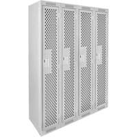 Clean Line Lockers, Bank of 4, 48" x 15" x 72", Steel, Grey, Rivet (Assembled), Perforated Distribution Élite MP