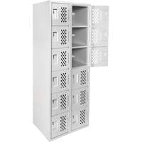 Clean-Line Perforated Lockerette, 6 -tier, Bank of 2, 15" x 72" x 12", Steel Distribution Élite MP