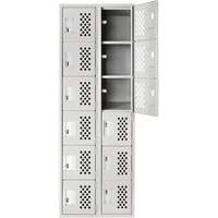 Clean-Line Perforated Lockerette, 6 -tier, Bank of 2, 15" x 72" x 12", Steel Distribution Élite MP