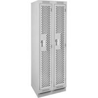 Clean Line Lockers, Bank of 2, 24" x 12" x 76", Steel, Grey, Rivet (Assembled), Perforated Distribution Élite MP