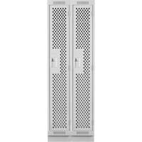 Clean Line Lockers, Bank of 2, 24" x 12" x 76", Steel, Grey, Rivet (Assembled), Perforated Distribution Élite MP