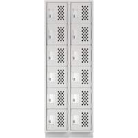 Assembled Lockerettes Clean Line Perforated Economy Lockers, 6 -tier, Bank of 2, 18" x 72" x 12", Steel Distribution Élite MP