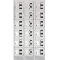 Petits casiers &eacute;conomiques assembl&eacute;s et perfor&eacute;s Clean Line, 6 niveaux, Bloc de 3, 18" x 72" x 12", Acier Distribution Élite MP