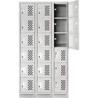 Petits casiers &eacute;conomiques assembl&eacute;s et perfor&eacute;s Clean Line, 6 niveaux, Bloc de 3, 18" x 72" x 12", Acier Distribution Élite MP