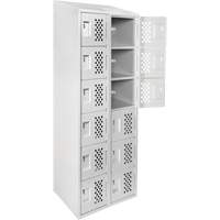Assembled Lockerettes Clean Line Perforated Economy Lockers, 6 -tier, Bank of 2, 18" x 72" x 12", Steel Distribution Élite MP