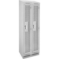 Clean Line Lockers, Bank of 2, 24" x 18" x 82", Steel, Grey, Rivet (Assembled), Perforated Distribution Élite MP