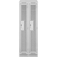 Clean Line Lockers, Bank of 2, 24" x 18" x 82", Steel, Grey, Rivet (Assembled), Perforated Distribution Élite MP