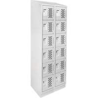 Assembled Lockerettes Clean Line Perforated Economy Lockers, 6 -tier, Bank of 2, 18" x 72" x 12", Steel Distribution Élite MP