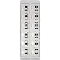 Assembled Lockerettes Clean Line Perforated Economy Lockers, 6 -tier, Bank of 2, 18" x 72" x 12", Steel Distribution Élite MP