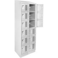 Assembled Lockerettes Clean Line Perforated Economy Lockers, 6 -tier, Bank of 2, 18" x 72" x 12", Steel Distribution Élite MP