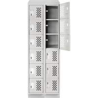 Assembled Lockerettes Clean Line Perforated Economy Lockers, 6 -tier, Bank of 2, 18" x 72" x 12", Steel Distribution Élite MP