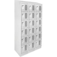Assembled Lockerettes Clean Line Perforated Economy Lockers, 6 -tier, Bank of 3, 18" x 72" x 12", Steel Distribution Élite MP