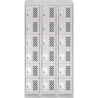 Assembled Lockerettes Clean Line Perforated Economy Lockers, 6 -tier, Bank of 3, 18" x 72" x 12", Steel Distribution Élite MP