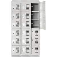 Assembled Lockerettes Clean Line Perforated Economy Lockers, 6 -tier, Bank of 3, 18" x 72" x 12", Steel Distribution Élite MP