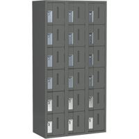 Concorde Heavy-Duty Lockers, 6 -tier, Bank of 3, 36" x 18" x 72", Steel, Charcoal, Welded (Assembled) Distribution Élite MP