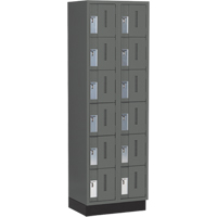 Concorde Heavy-Duty Lockers, 6 -tier, Bank of 2, 24" x 18" x 76", Steel, Charcoal, Welded (Assembled) Distribution Élite MP