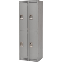 Lockers, 2 -tier, Bank of 2, 24" x 18" x 72", Steel, Grey, Knocked Down Distribution Élite MP