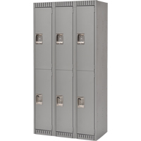 Lockers, 2 -tier, Bank of 3, 36" x 18" x 72", Steel, Grey, Knocked Down Distribution Élite MP
